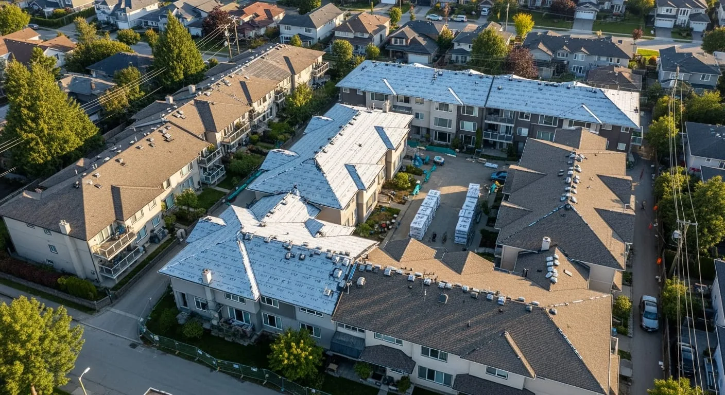 Vancouver strata complex with newly installed roofing system