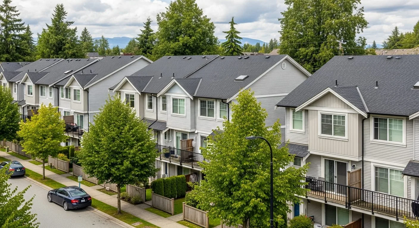 Multi-family townhouse roofing project in Burnaby BC